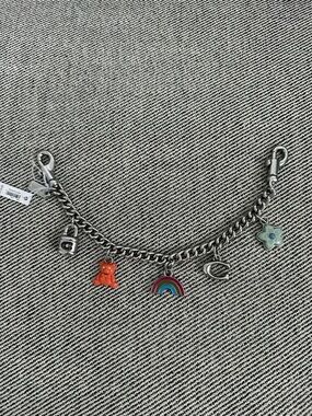 NWT Coach Silver Swagger Chain With Charms Flower, Bear, C, Rainbow, Lock CW662